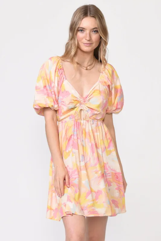 Dara Abstract Puff Sleeve Dress sold by Adelyn Rae