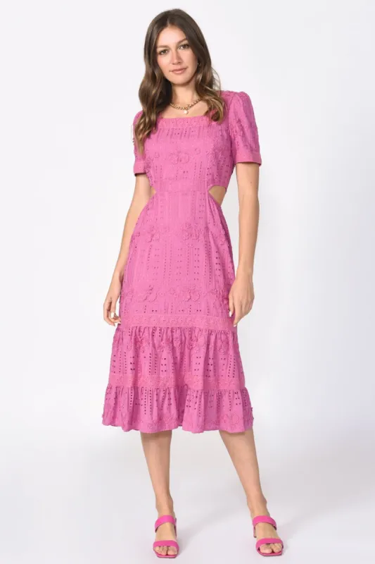 Katina Embroidered Cut Out Midi Dress sold by Adelyn Rae