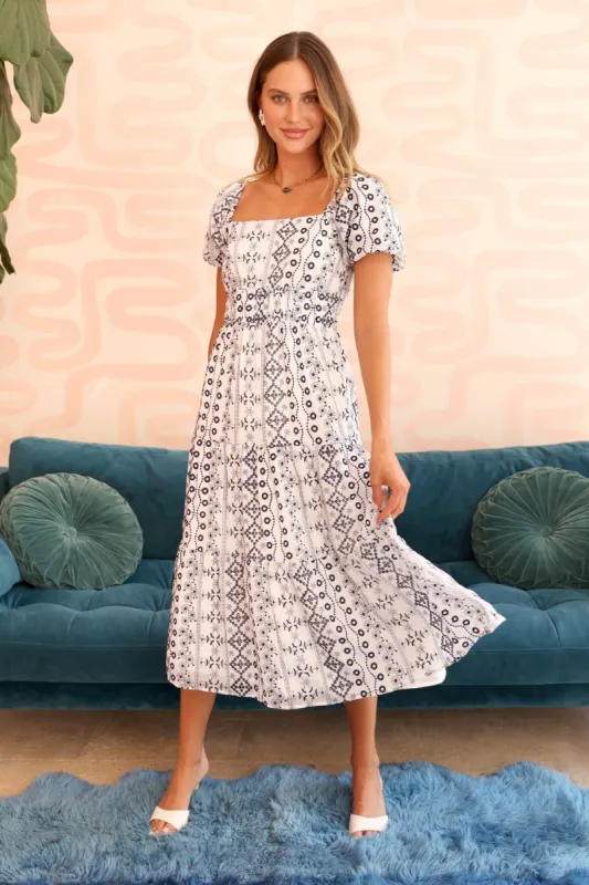 Faith Embroidered Midi Dress sold by Adelyn Rae