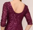 Scoop Back Sequin Gown With Three Quarter Sleeves In Cabernet sold by Adrianna Papell