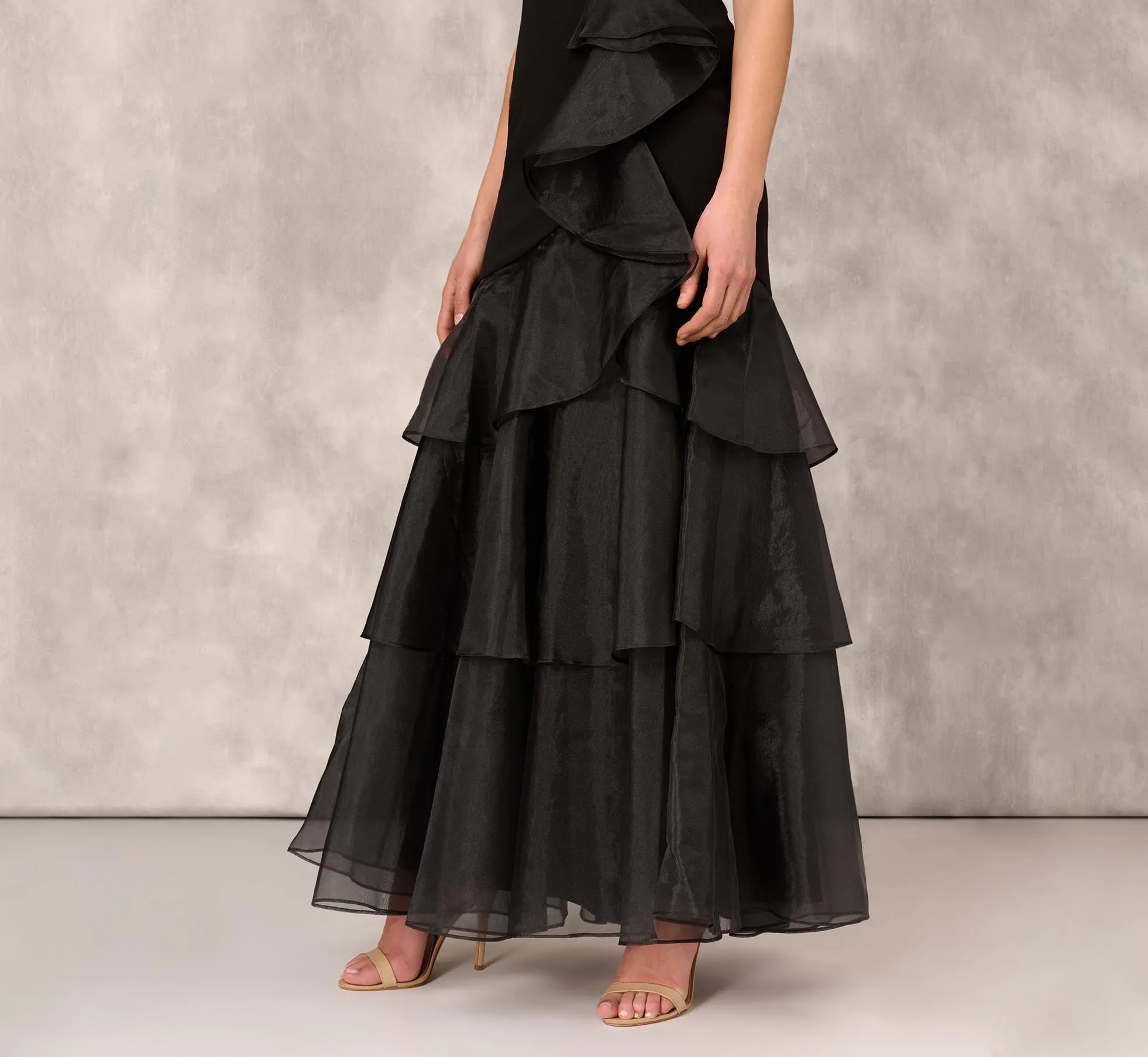 Tiered Trumpet Dress With Ruffles In Black sold by Adrianna Papell product image thumbnail 5