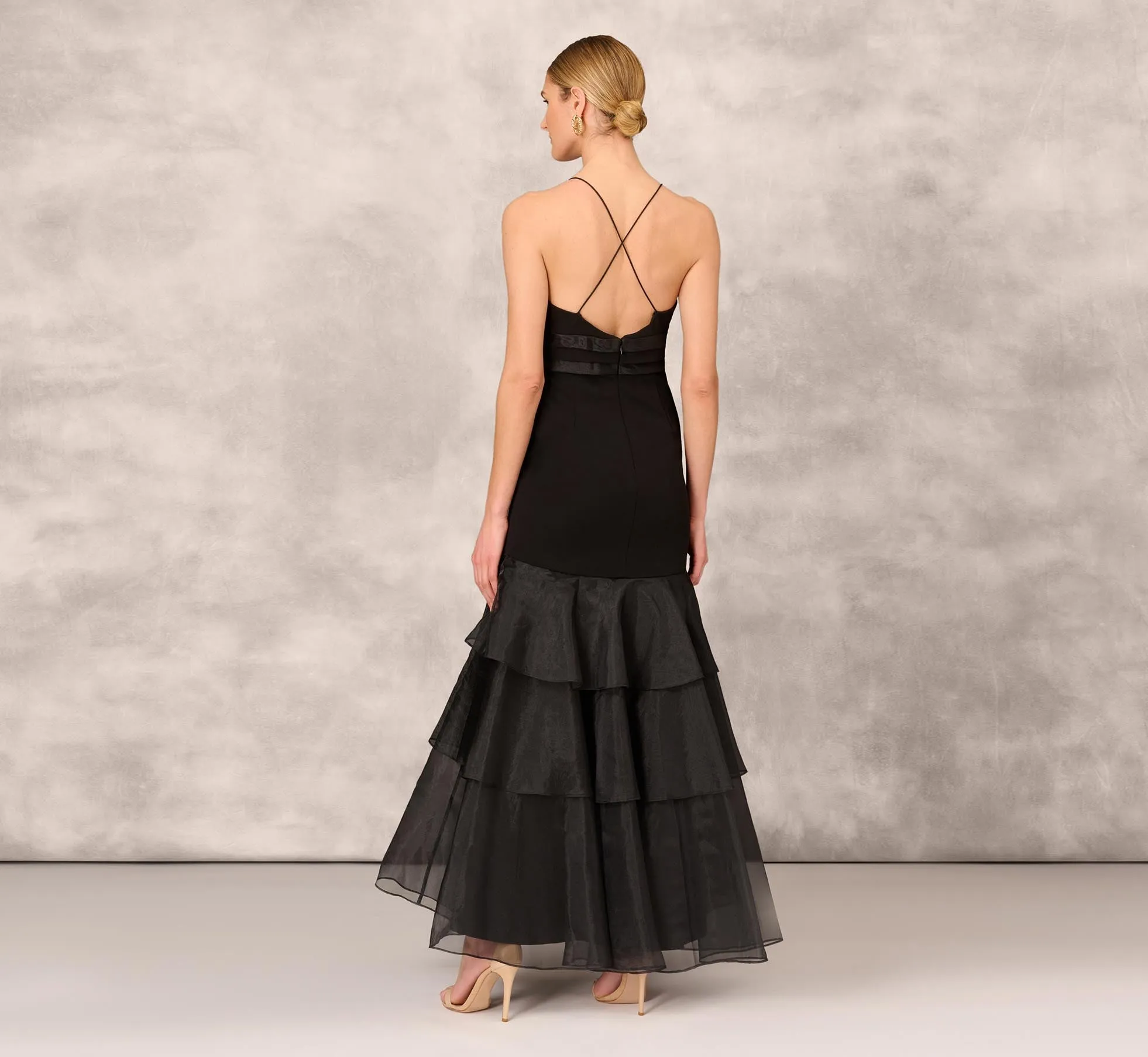 Tiered Trumpet Dress With Ruffles In Black sold by Adrianna Papell product image thumbnail 3