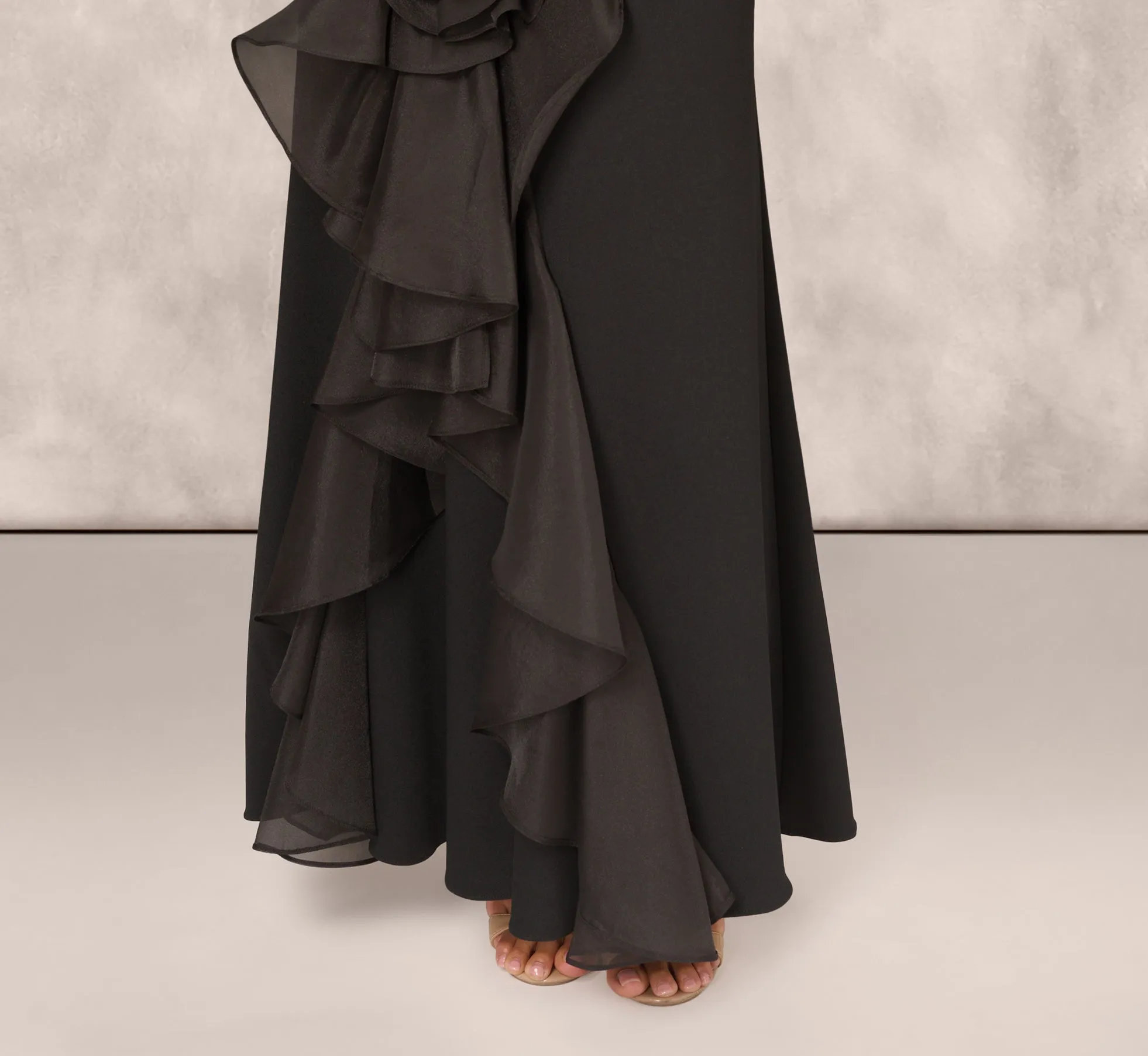 Crepe Strapless Mermaid Gown With Organza Ruffle Skirt In Black sold by Adrianna Papell product image thumbnail 3