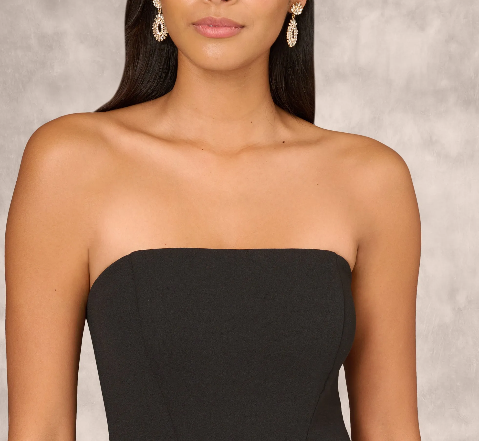 Crepe Strapless Mermaid Gown With Organza Ruffle Skirt In Black sold by Adrianna Papell product image thumbnail 5