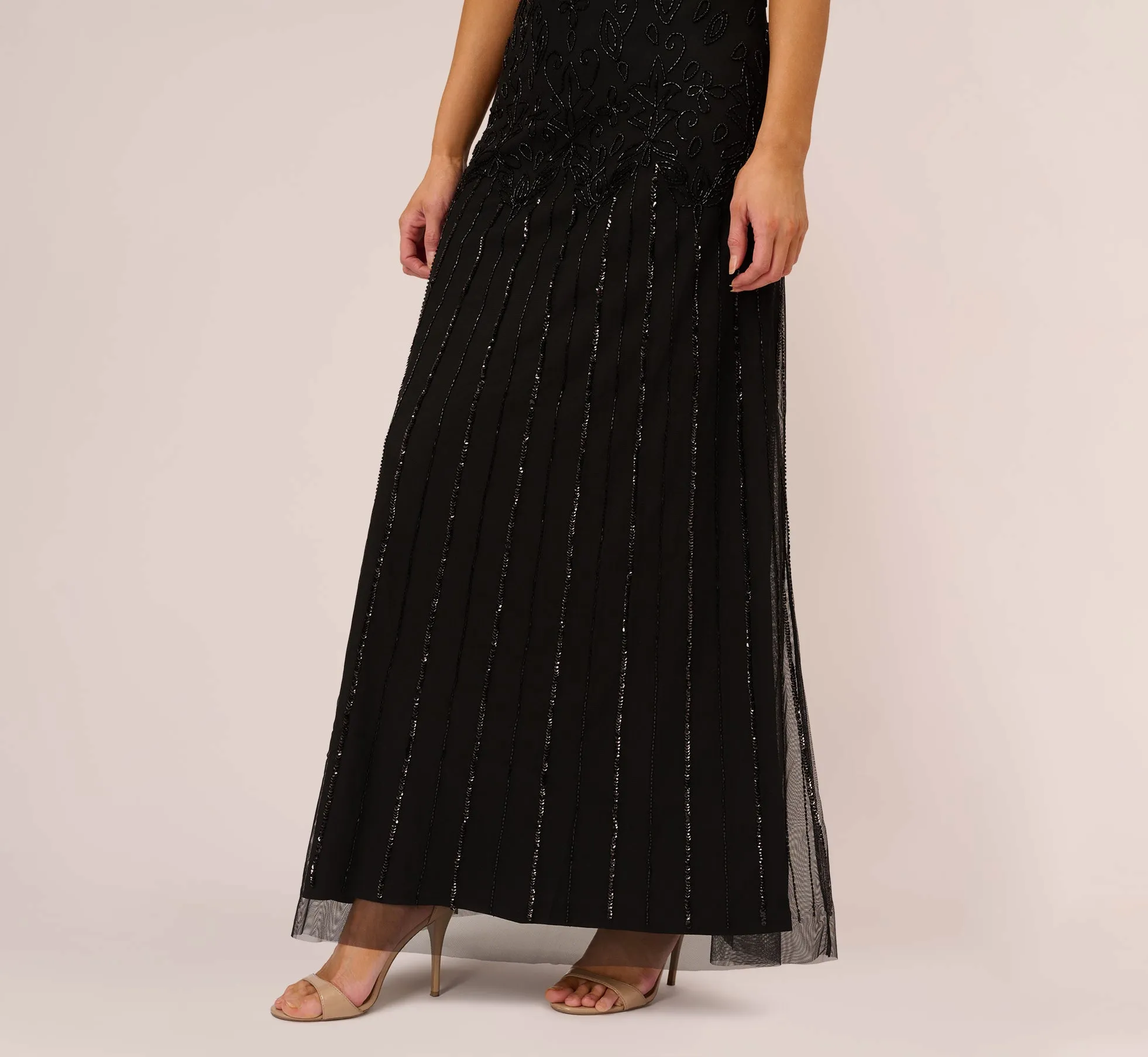 Short Sleeve Blouson Beaded Gown In Black sold by Adrianna Papell product image thumbnail 5