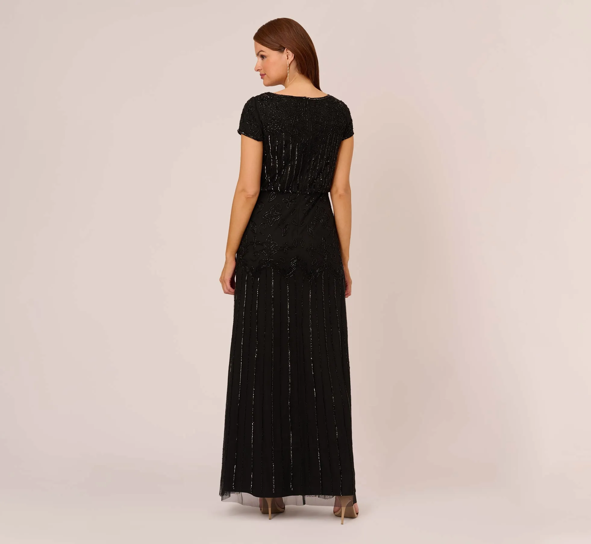 Short Sleeve Blouson Beaded Gown In Black sold by Adrianna Papell product image thumbnail 3
