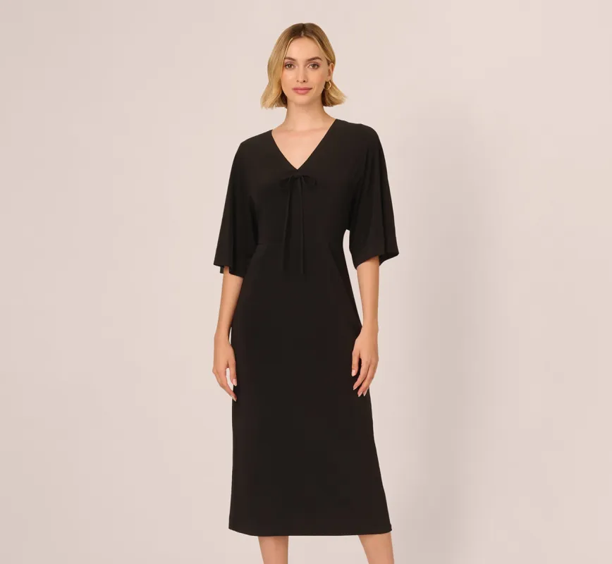 Jersey Midi Dress With Dolman Short Sleeves In Black sold by Adrianna Papell
