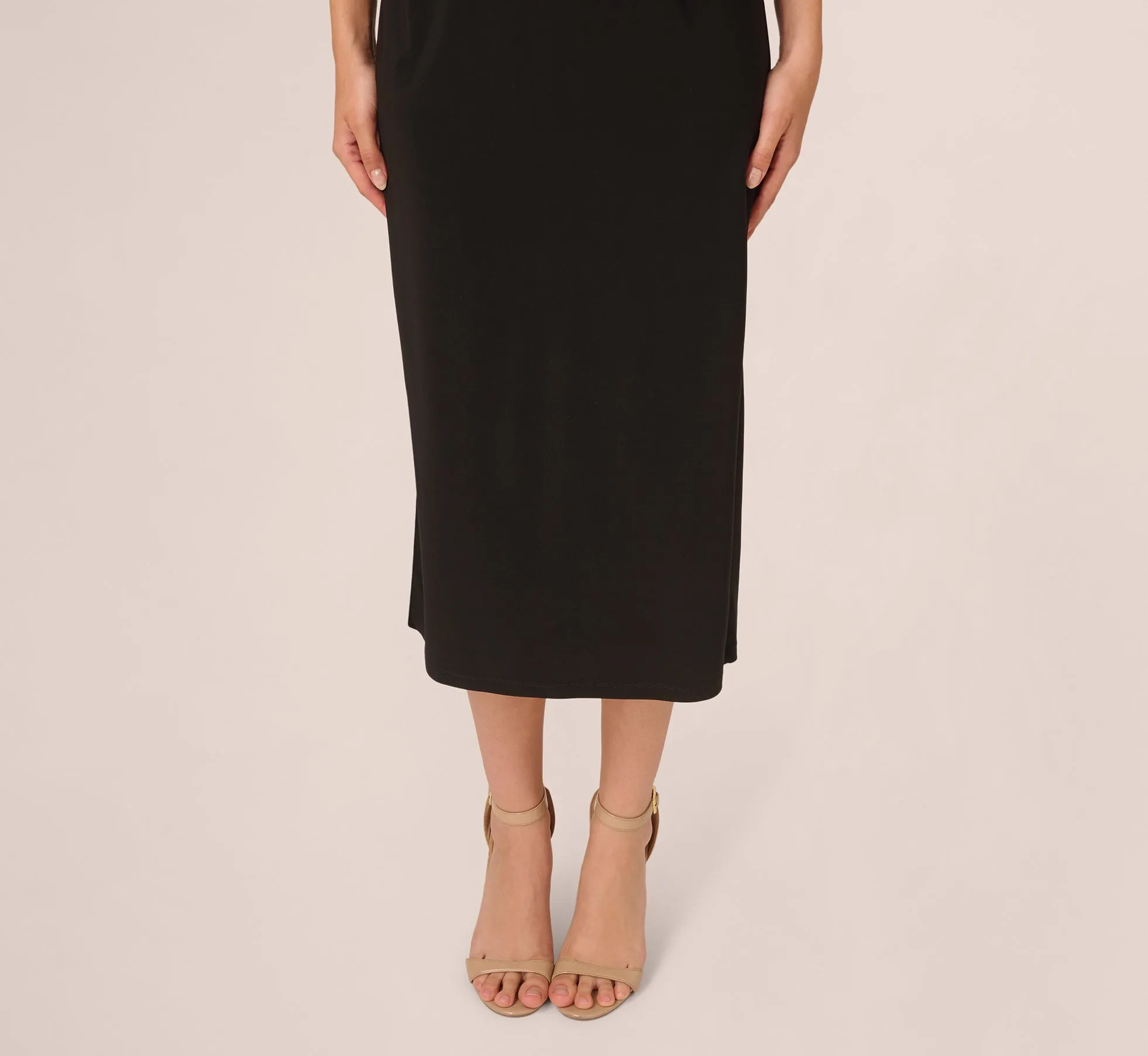 Jersey Midi Dress With Dolman Short Sleeves In Black sold by Adrianna Papell product image thumbnail 4