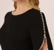 Crepe Midi Length Sheath Dress With Pearl Trimmed Sleeves In Black sold by Adrianna Papell