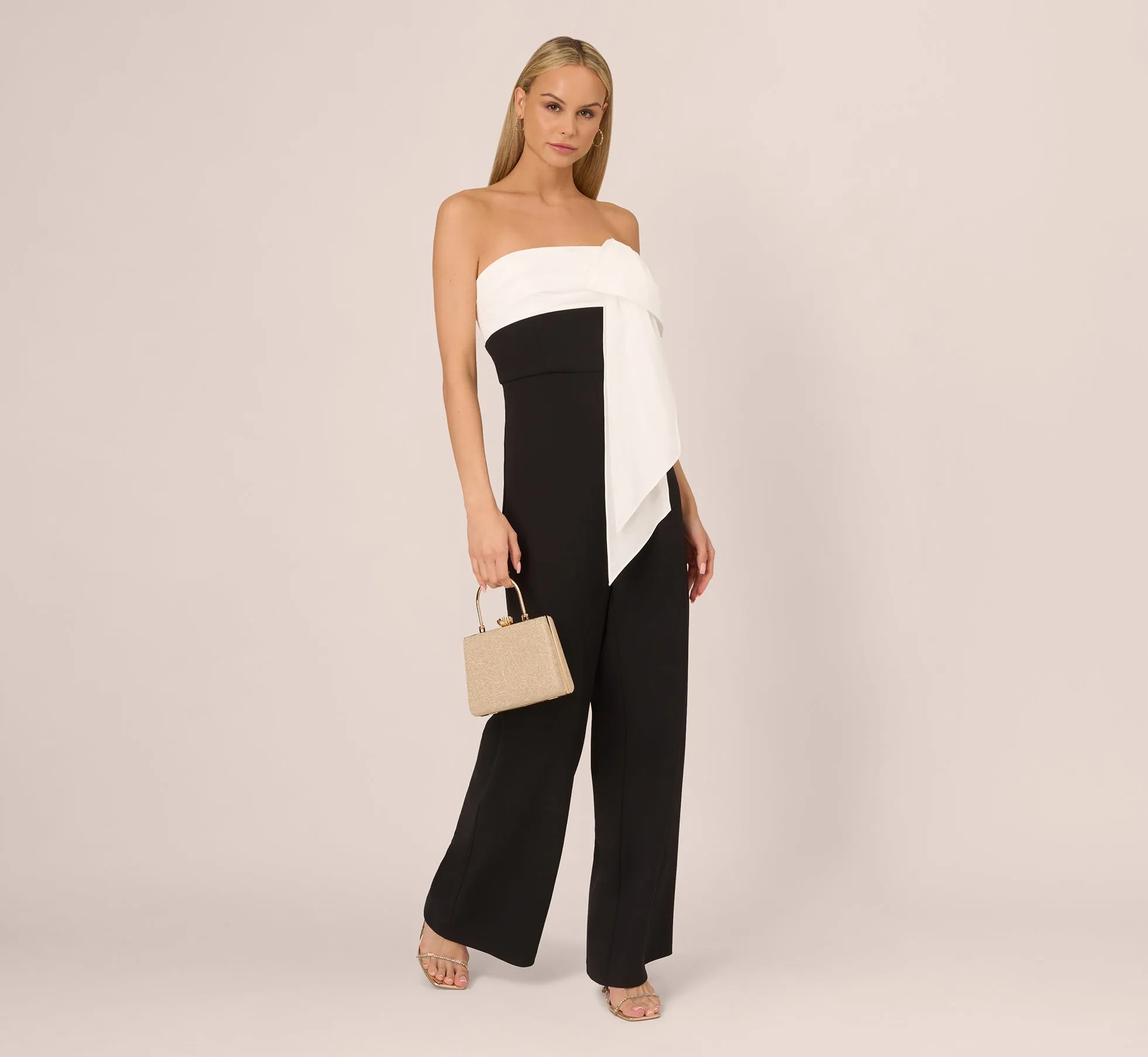 Adrianna Papell ★【ジャンプスーツ】Crepe Strapless Jumpsuit Amazon.com: Adrianna Evening Women's Knit Crepe Strapless