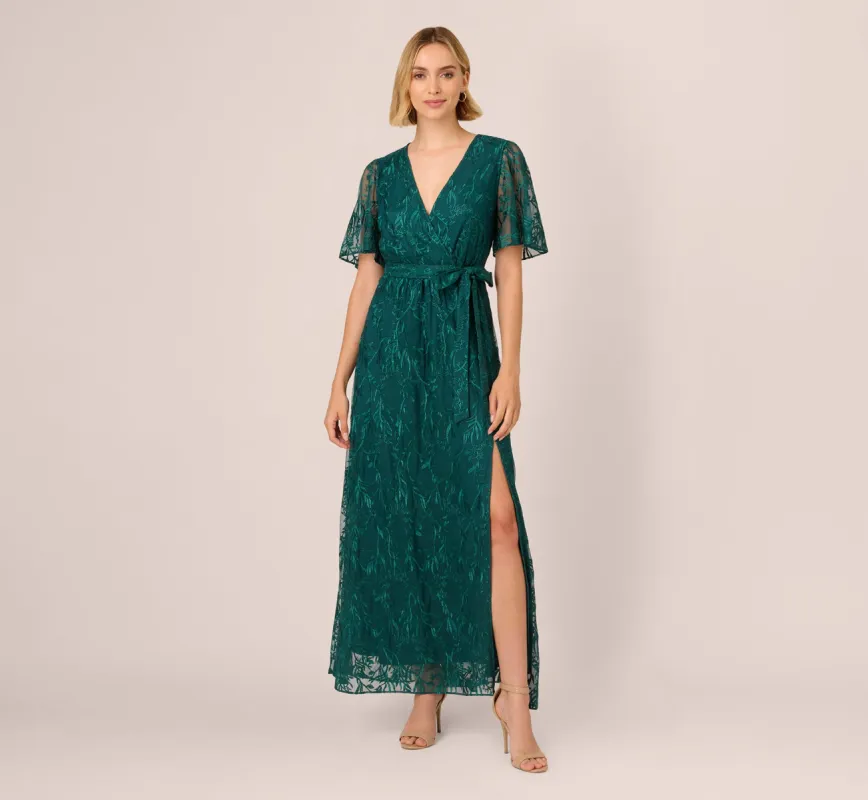 Embroidered Lace Maxi Dress In Hunter sold by Adrianna Papell