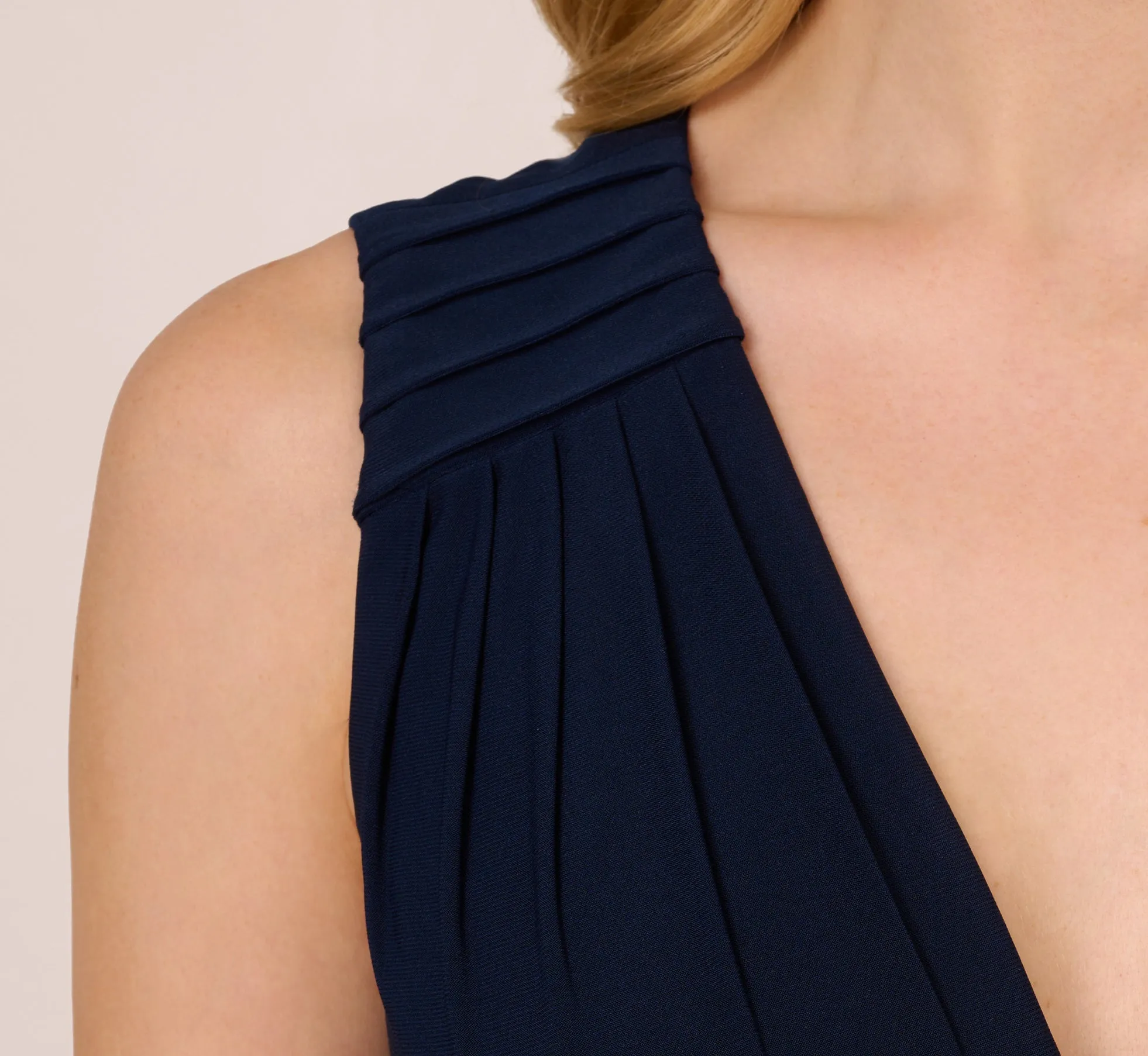 Jersey Sleeveless Pintuck Jumpsuit With Wide Legs In Midnight sold by Adrianna Papell product image thumbnail 5