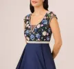 Cap Sleeve Beaded Gown With Taffeta High Low Skirt In Light Navy sold by Adrianna Papell