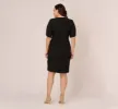 Plus Size Crepe Midi Length Sheath Dress With Pearl Trimmed Sleeves In Black sold by Adrianna Papell