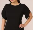 Plus Size Crepe Midi Length Sheath Dress With Pearl Trimmed Sleeves In Black sold by Adrianna Papell