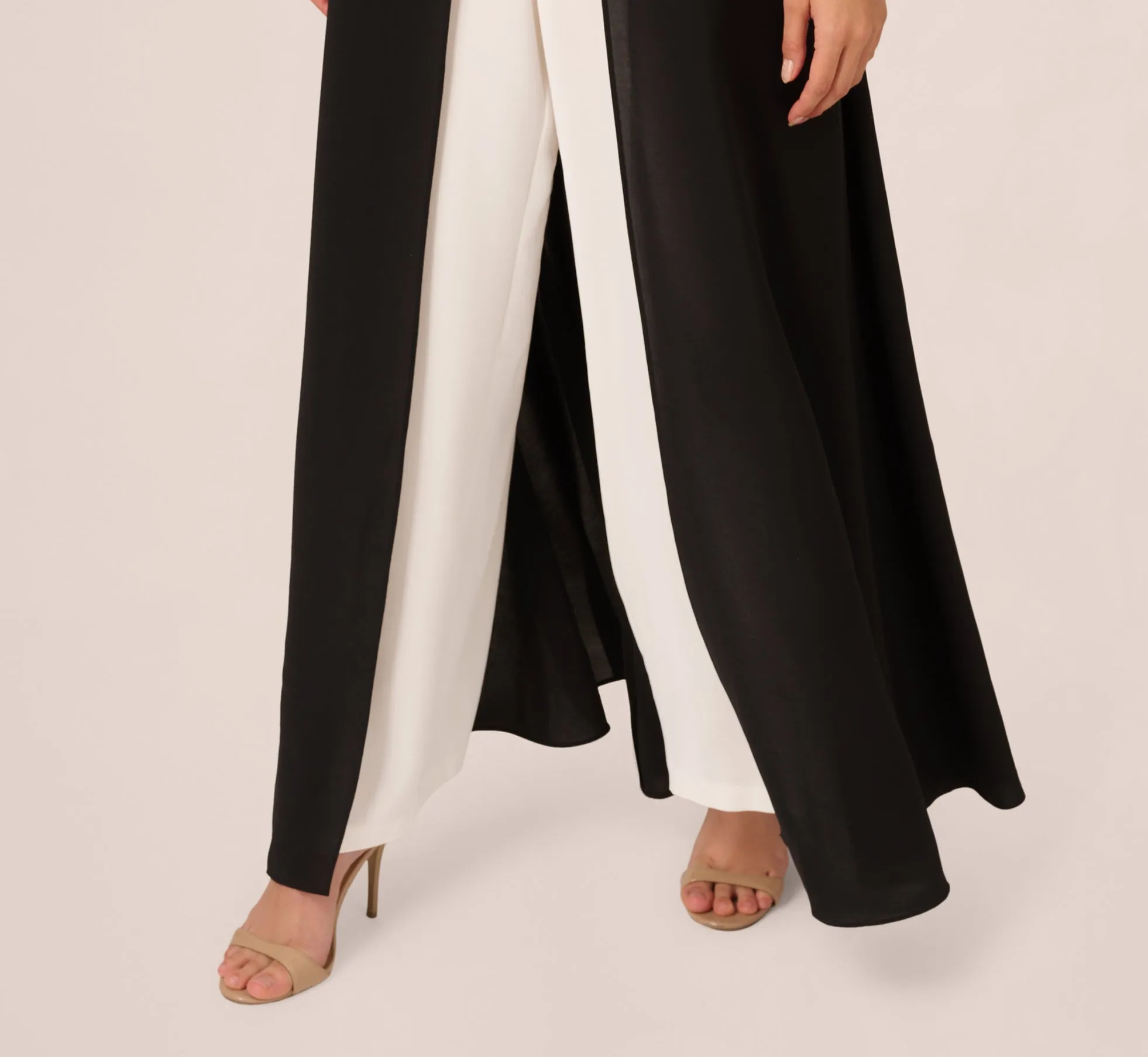 Halter Crepe Overlay Jumpsuit In Black Ivory sold by Adrianna Papell product image thumbnail 5