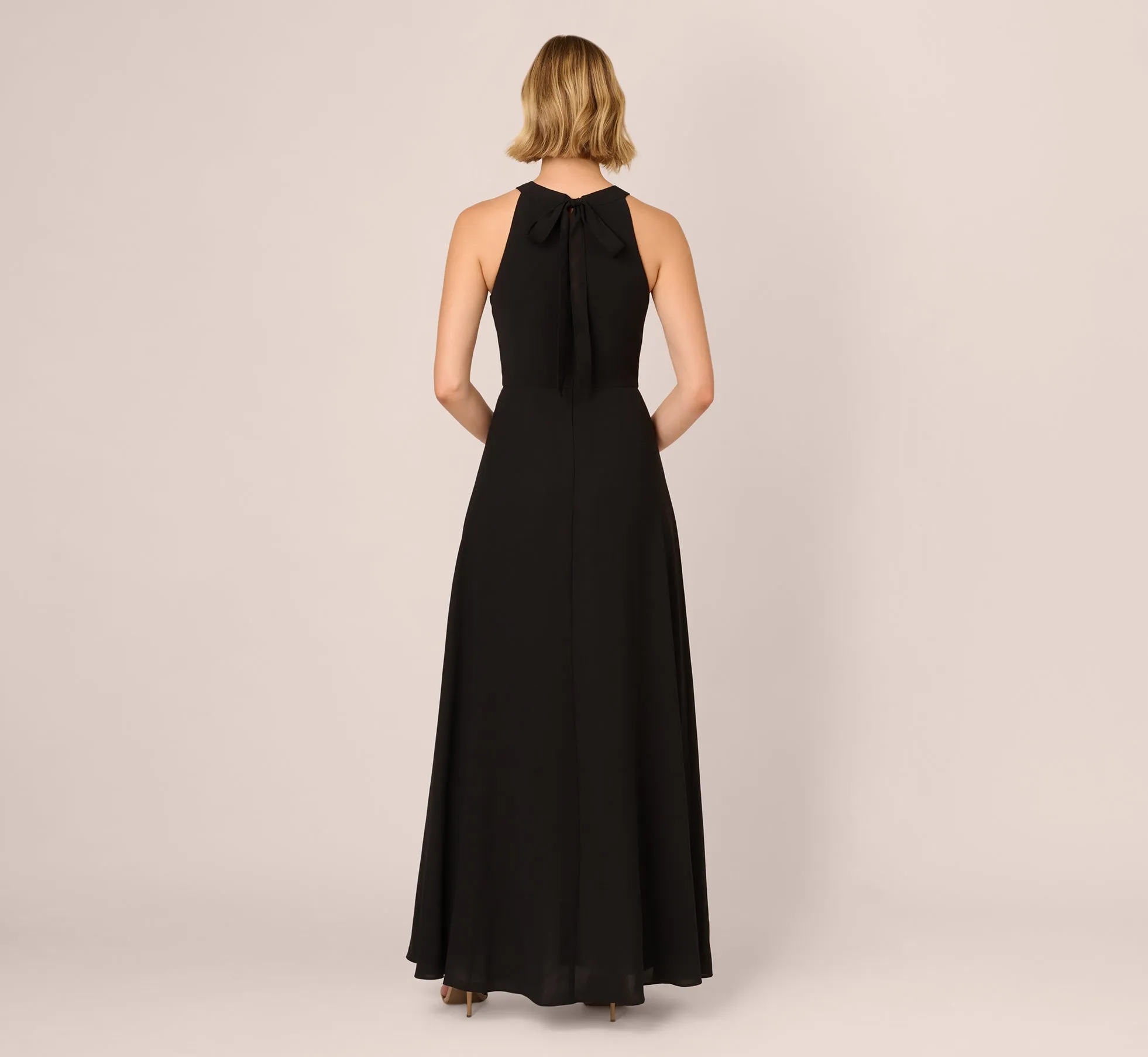 Halter Crepe Overlay Jumpsuit In Black Ivory sold by Adrianna Papell product image thumbnail 4