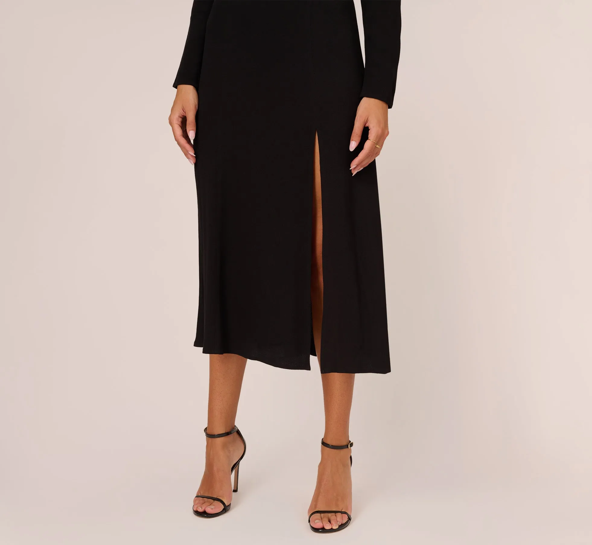 Long Sleeve Midi Dress With Tie-Back In Black sold by Adrianna Papell product image thumbnail 5