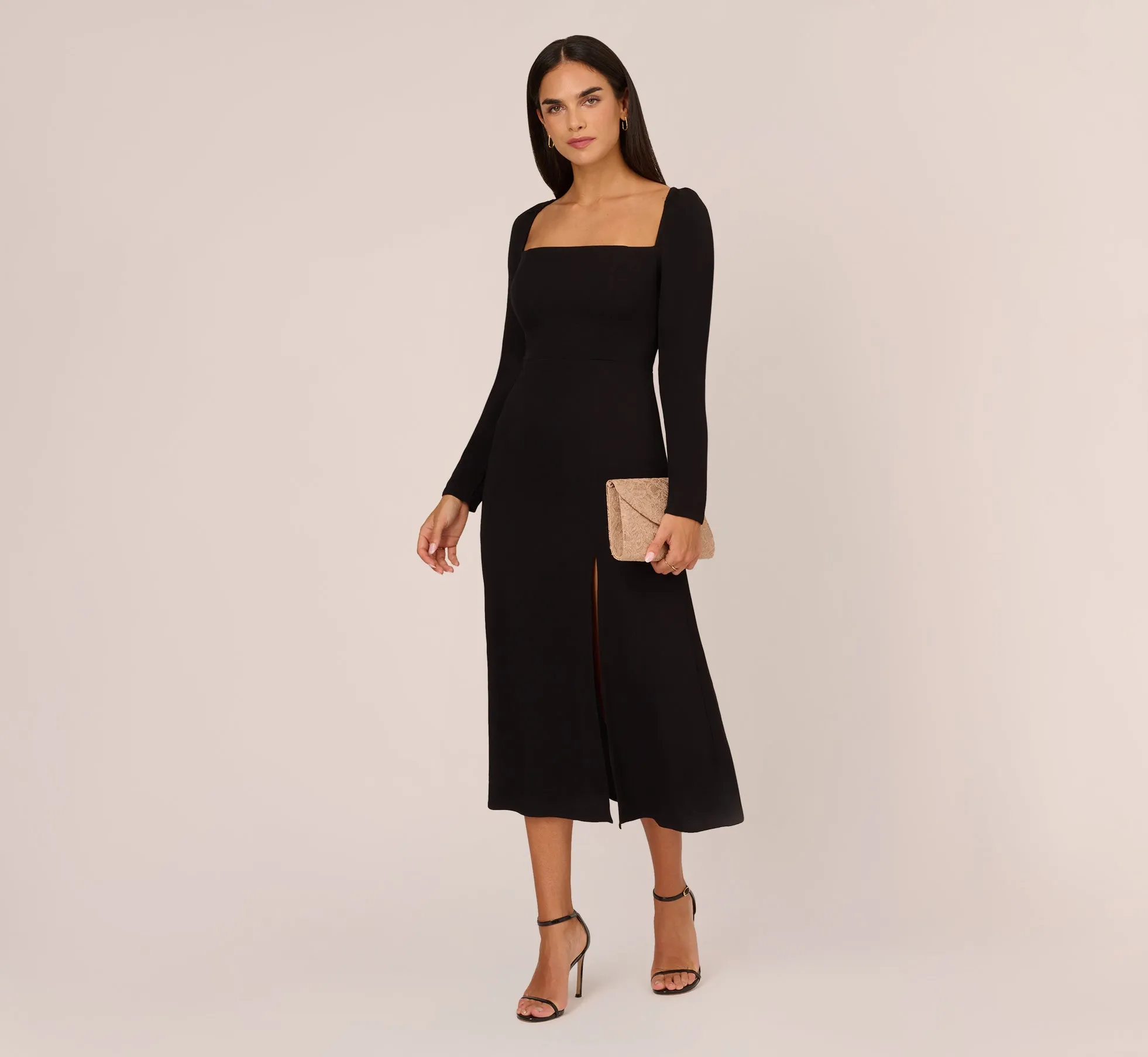 Long Sleeve Midi Dress With Tie-Back In Black sold by Adrianna Papell product image thumbnail 2