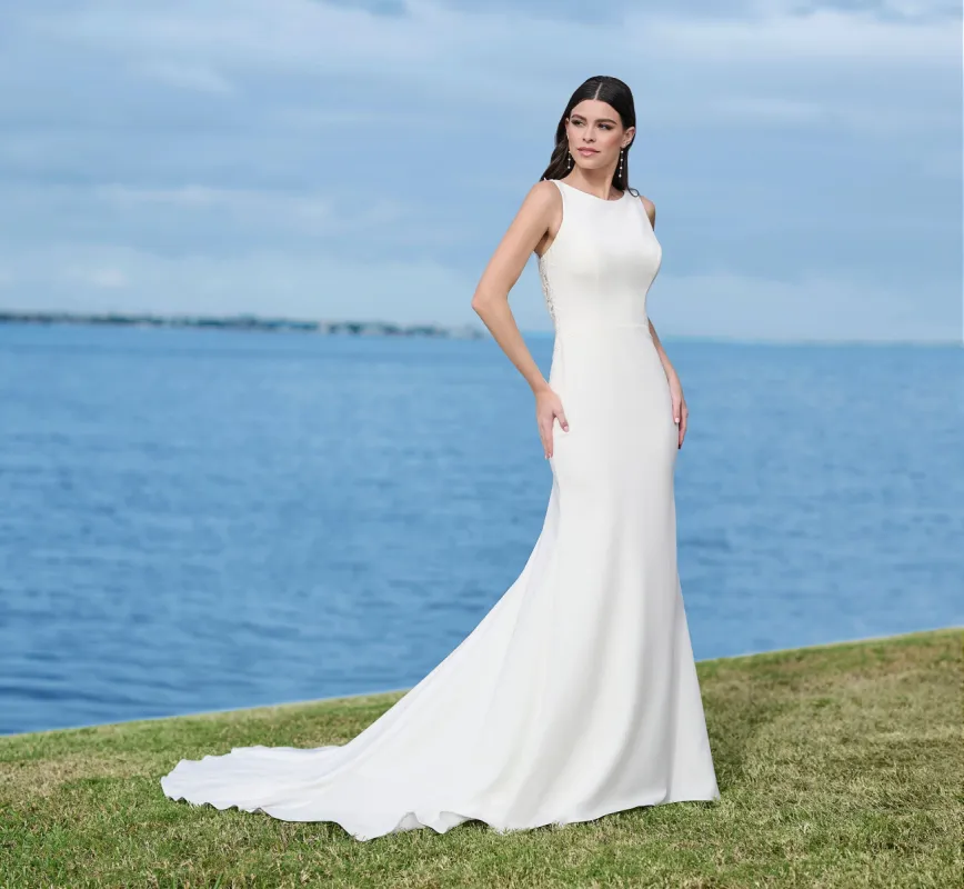 Lace And Stretch Crepe Gown With Halter Neckline In Ivory Nude sold by Adrianna Papell