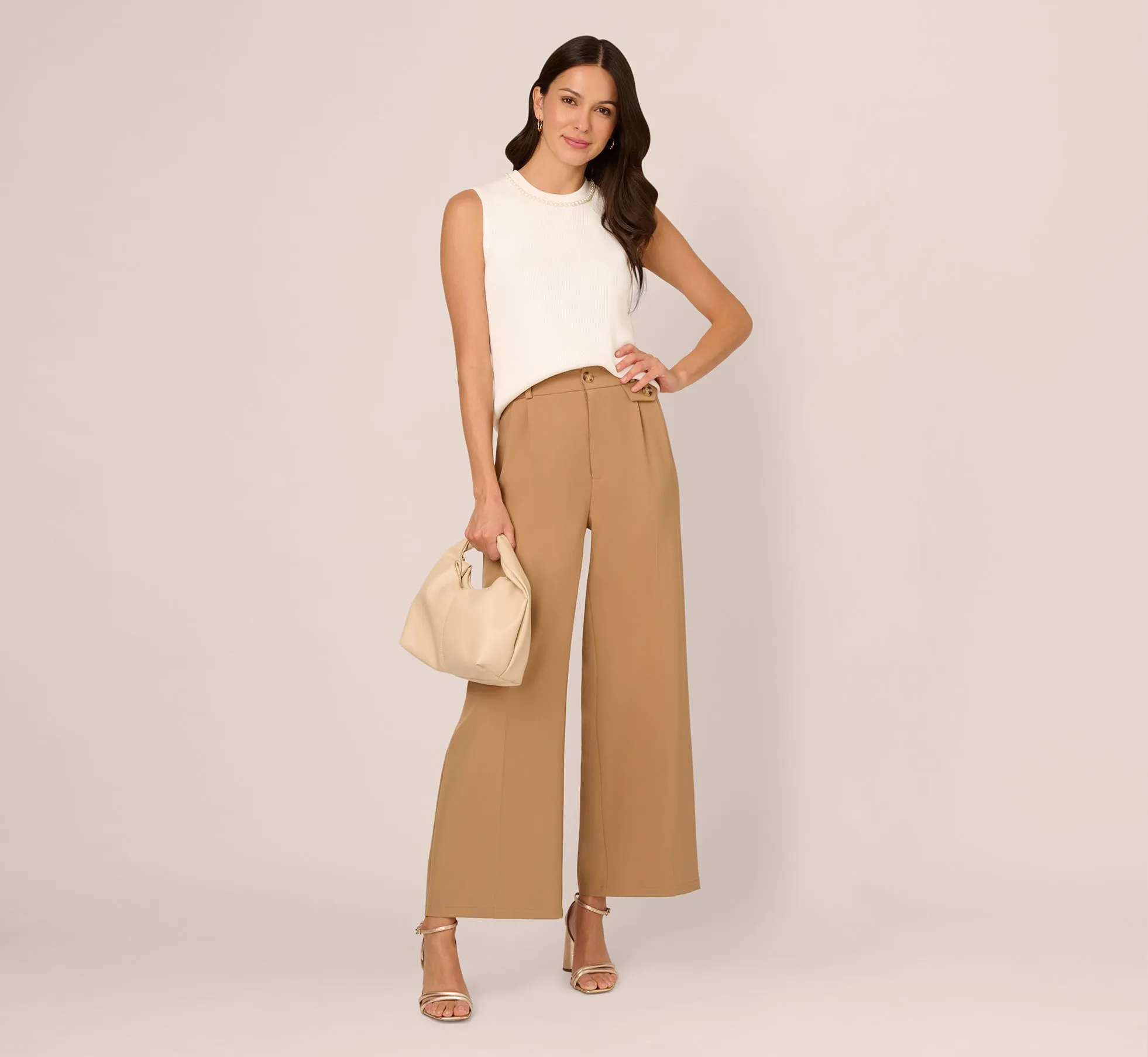 Sleeveless Pearl Neck Sweater In Ivory sold by Adrianna Papell product image thumbnail 2