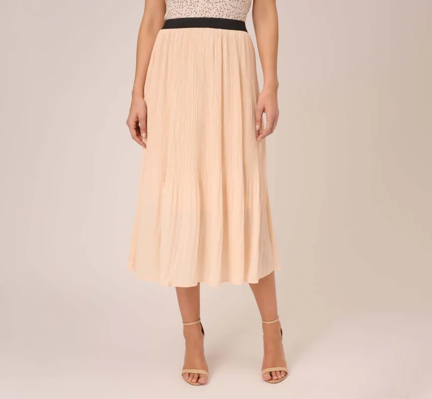 Dot Print Pleated Midi Skirt In Champagne Ivory Seed Dot sold by Adrianna Papell