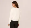 Cardigan Sweater With Contrast Scallop Trim In Ivory Black sold by Adrianna Papell