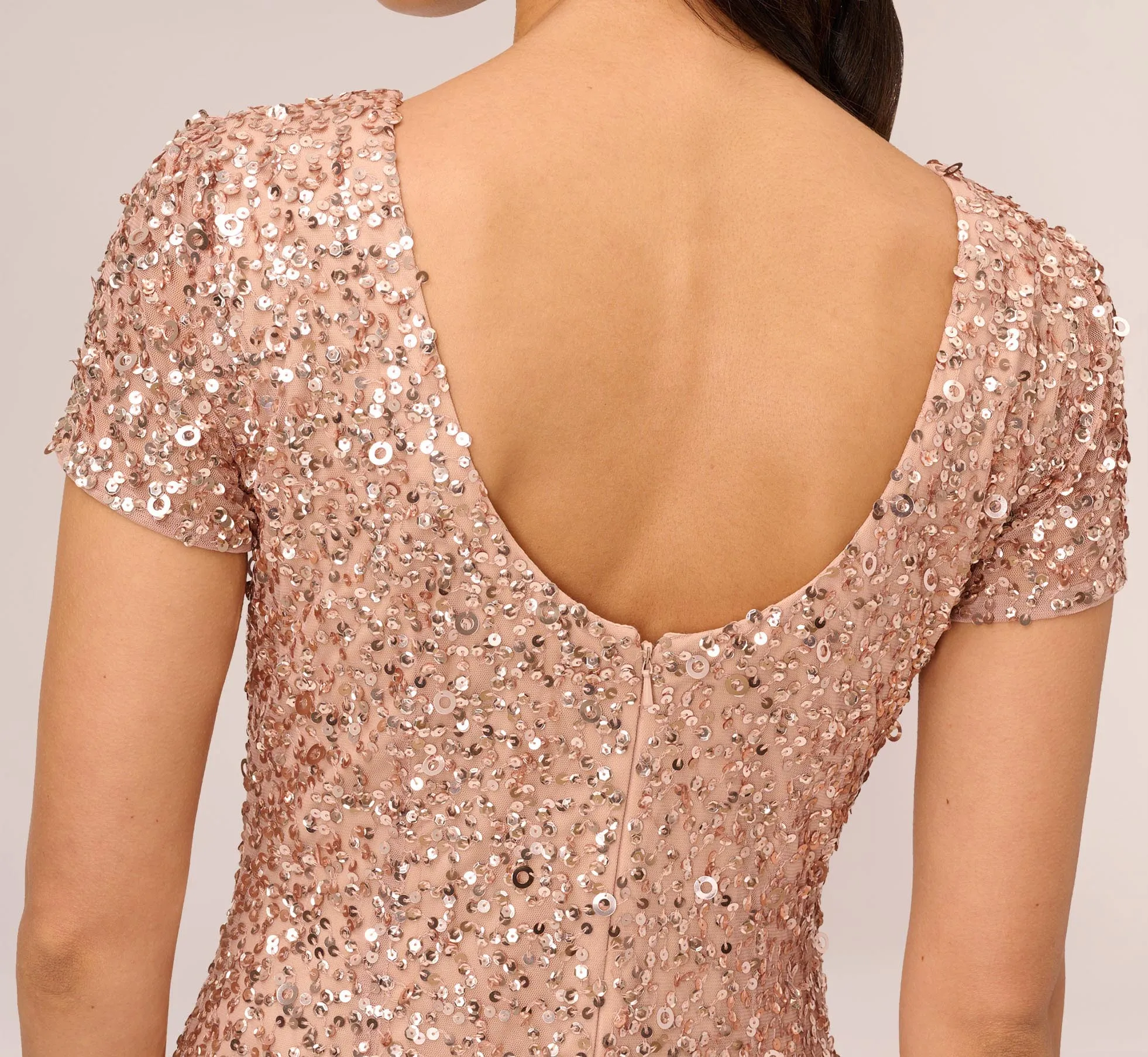 Scoop Back Sequin Gown In Rose Gold sold by Adrianna Papell product image thumbnail 5