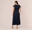 Plus Size Satin Crepe Ruffled Cropped Jumpsuit In Dark Navy sold by Adrianna Papell