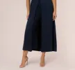 Plus Size Satin Crepe Ruffled Cropped Jumpsuit In Dark Navy sold by Adrianna Papell