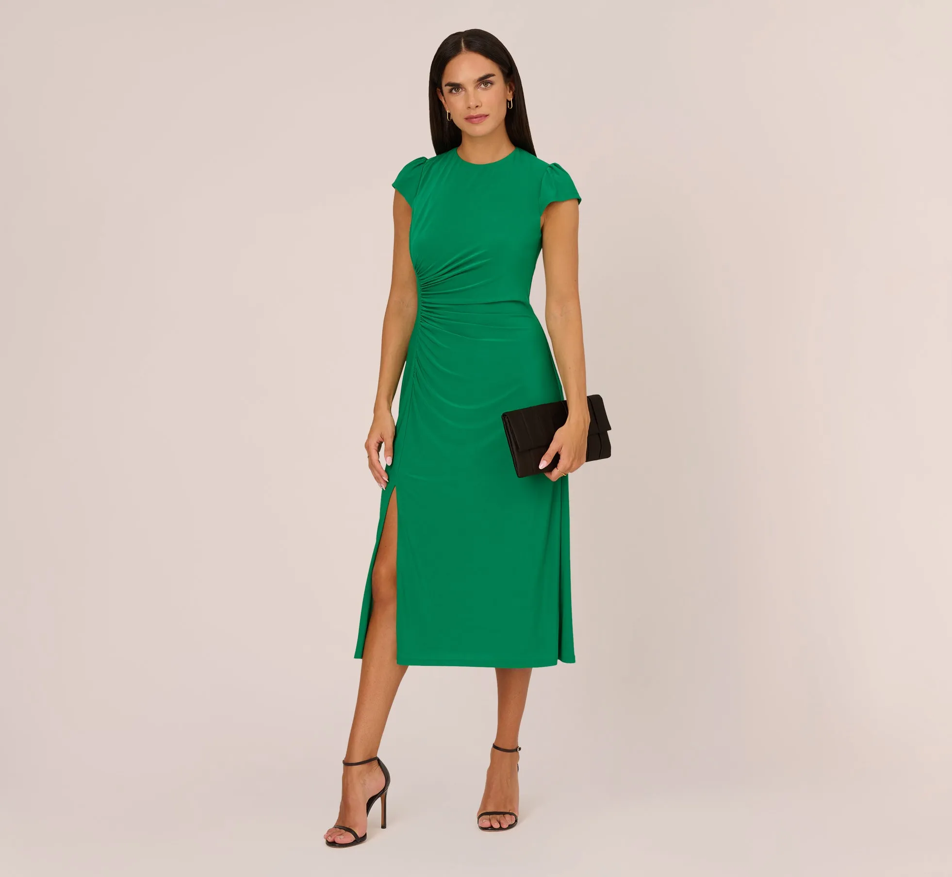 Jersey Midi Dress With Cap Sleeves In Vivid Green sold by Adrianna Papell product image thumbnail 2
