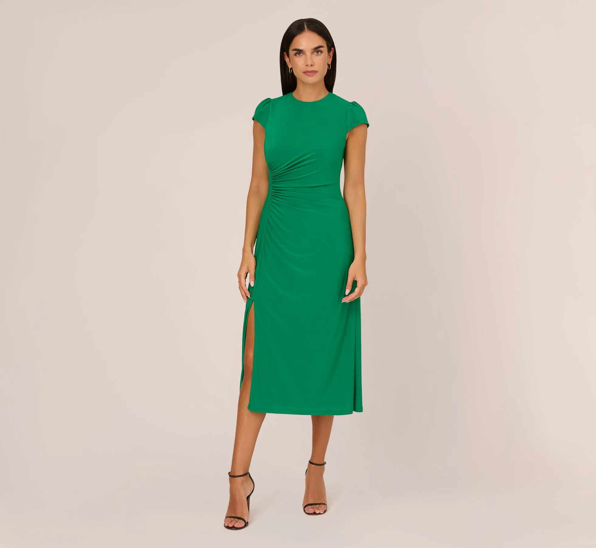 Jersey Midi Dress With Cap Sleeves In Vivid Green sold by Adrianna Papell