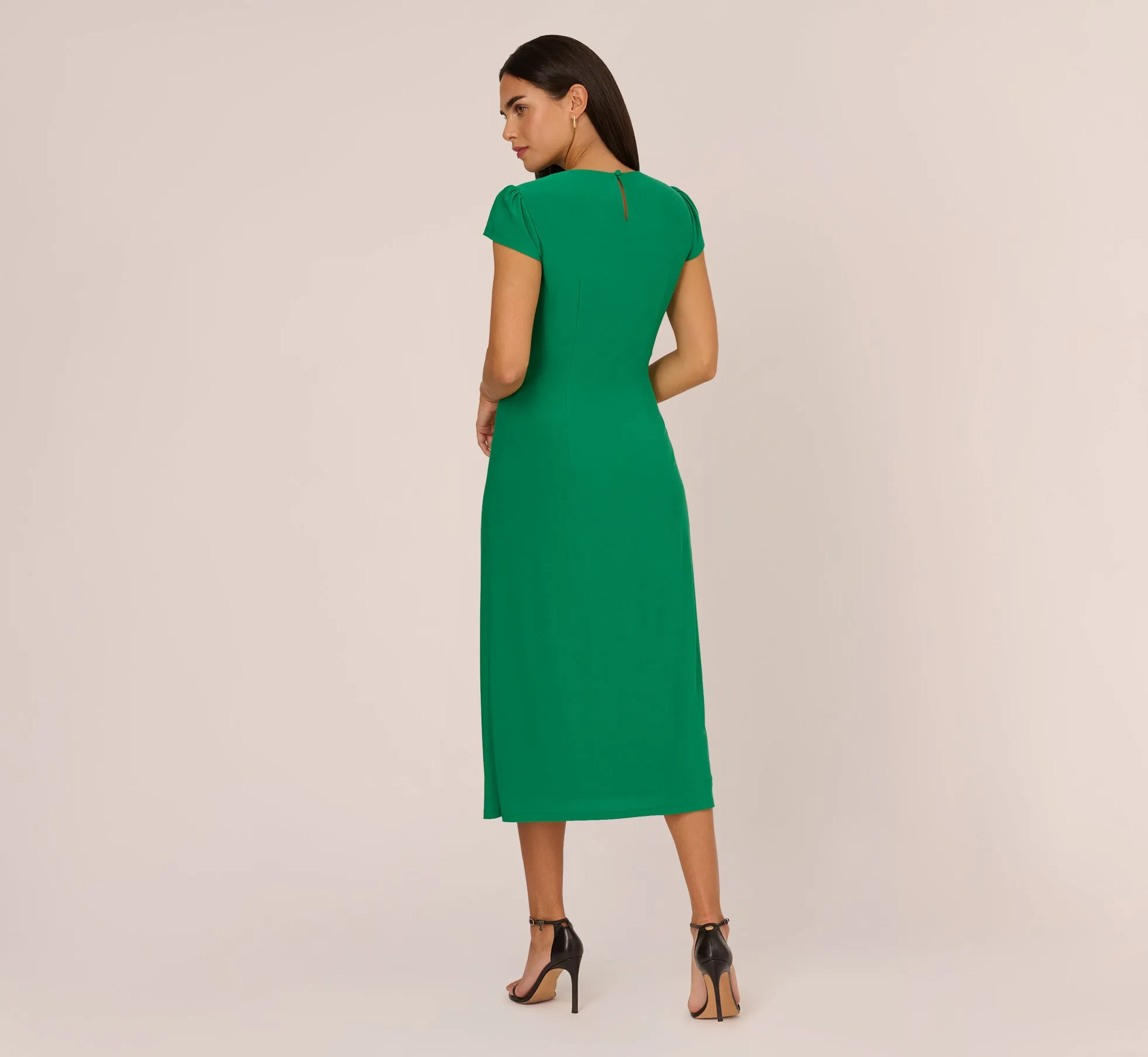 Jersey Midi Dress With Cap Sleeves In Vivid Green sold by Adrianna Papell product image thumbnail 4