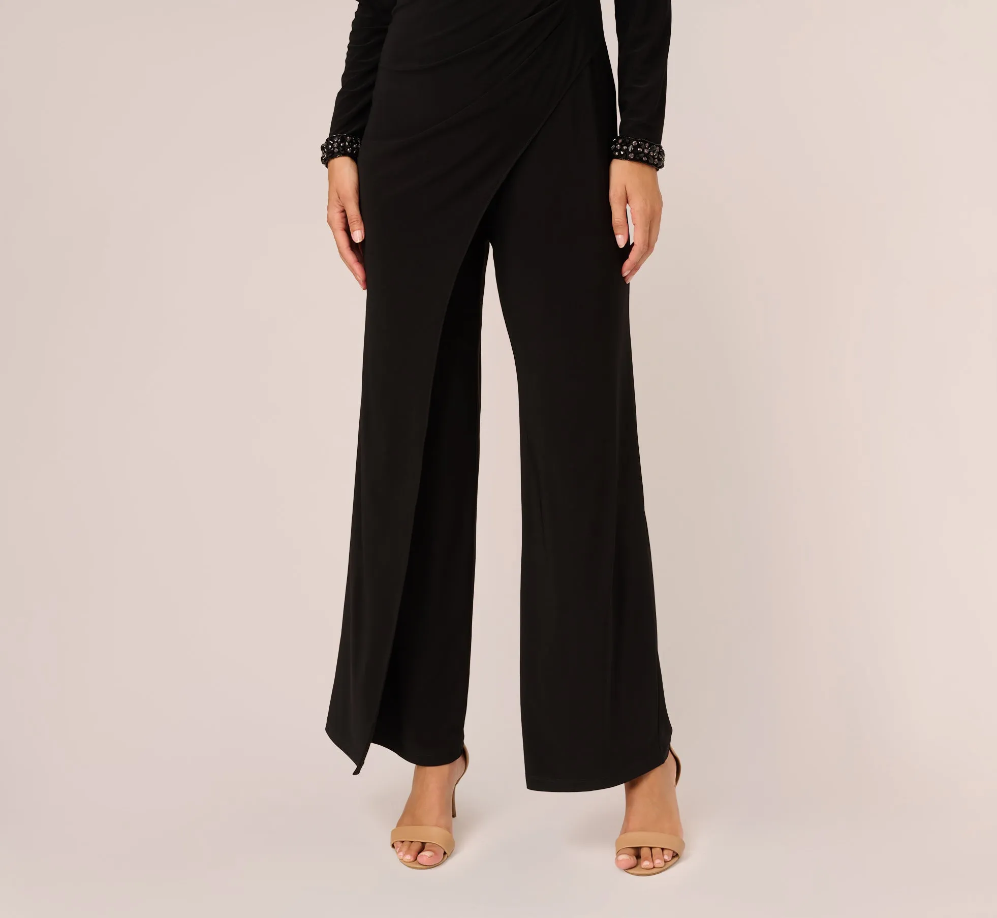 Embellished Jersey Jumpsuit With Asymmetric Neck In Black sold by Adrianna Papell product image thumbnail 5