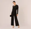 Embellished Jersey Jumpsuit With Asymmetric Neck In Black sold by Adrianna Papell