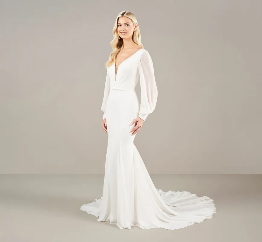 Carefree Mermaid Chiffon Wedding Gown In Ivory sold by Adrianna Papell