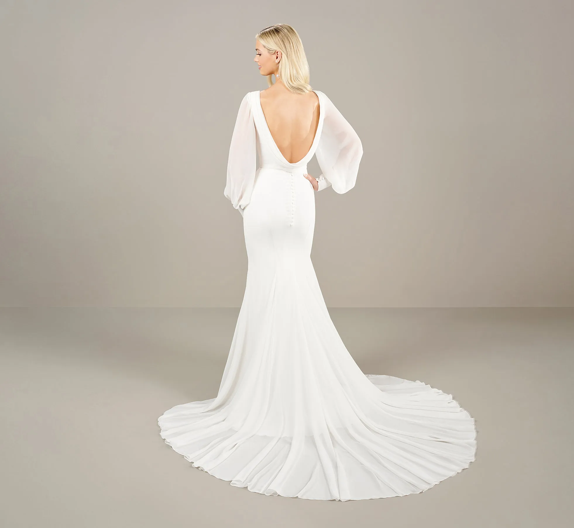 Carefree Mermaid Chiffon Wedding Gown In Ivory sold by Adrianna Papell product image thumbnail 3