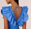 Ruffled Maxi Dress With Shirred Details In Cool Water sold by Adrianna Papell