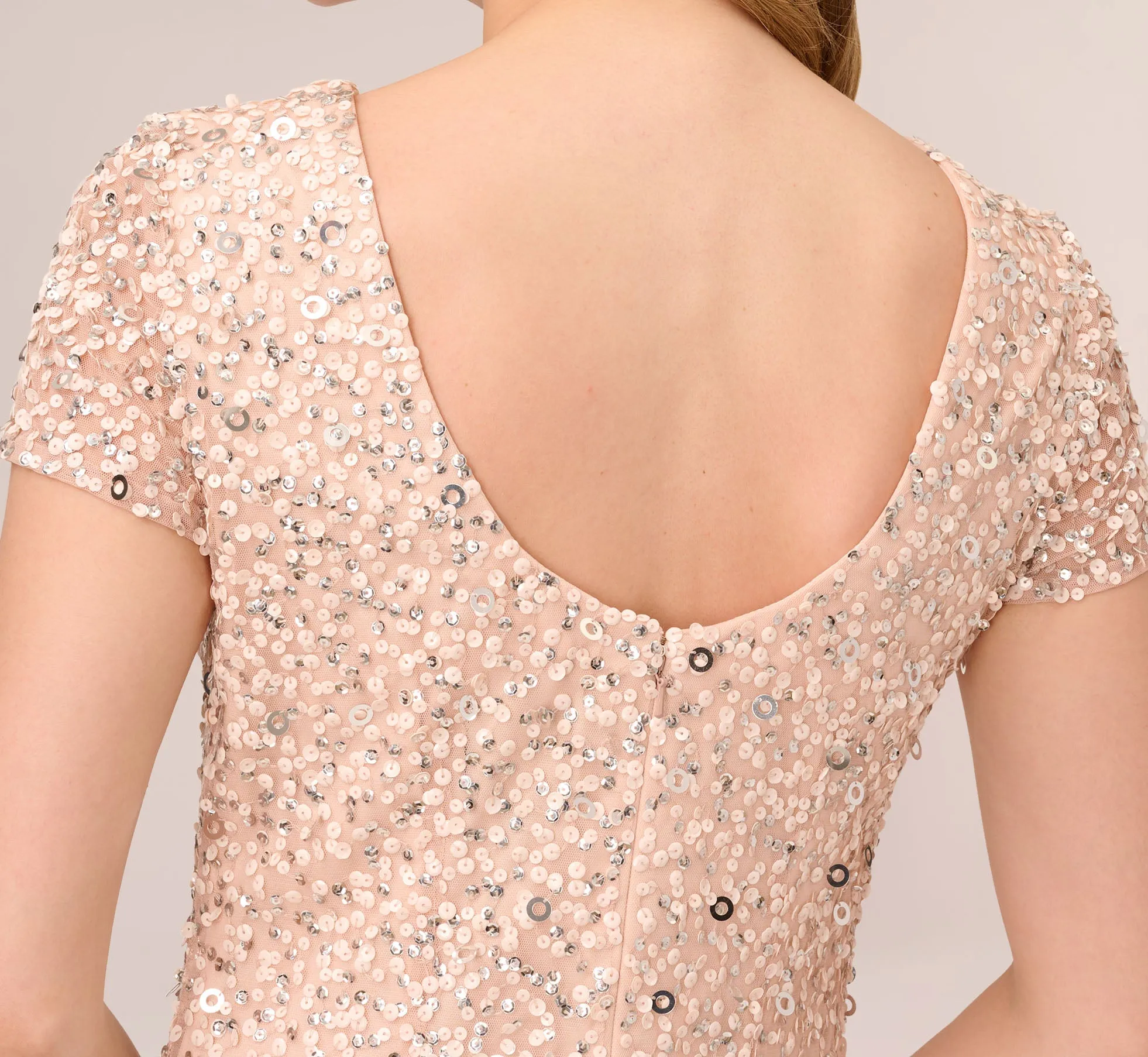 Scoop Back Sequin Gown In Blush sold by Adrianna Papell product image thumbnail 5