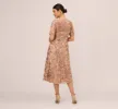 Sequin Embroidered Midi Dress With Sheer Short Sleeves In Almondine sold by Adrianna Papell