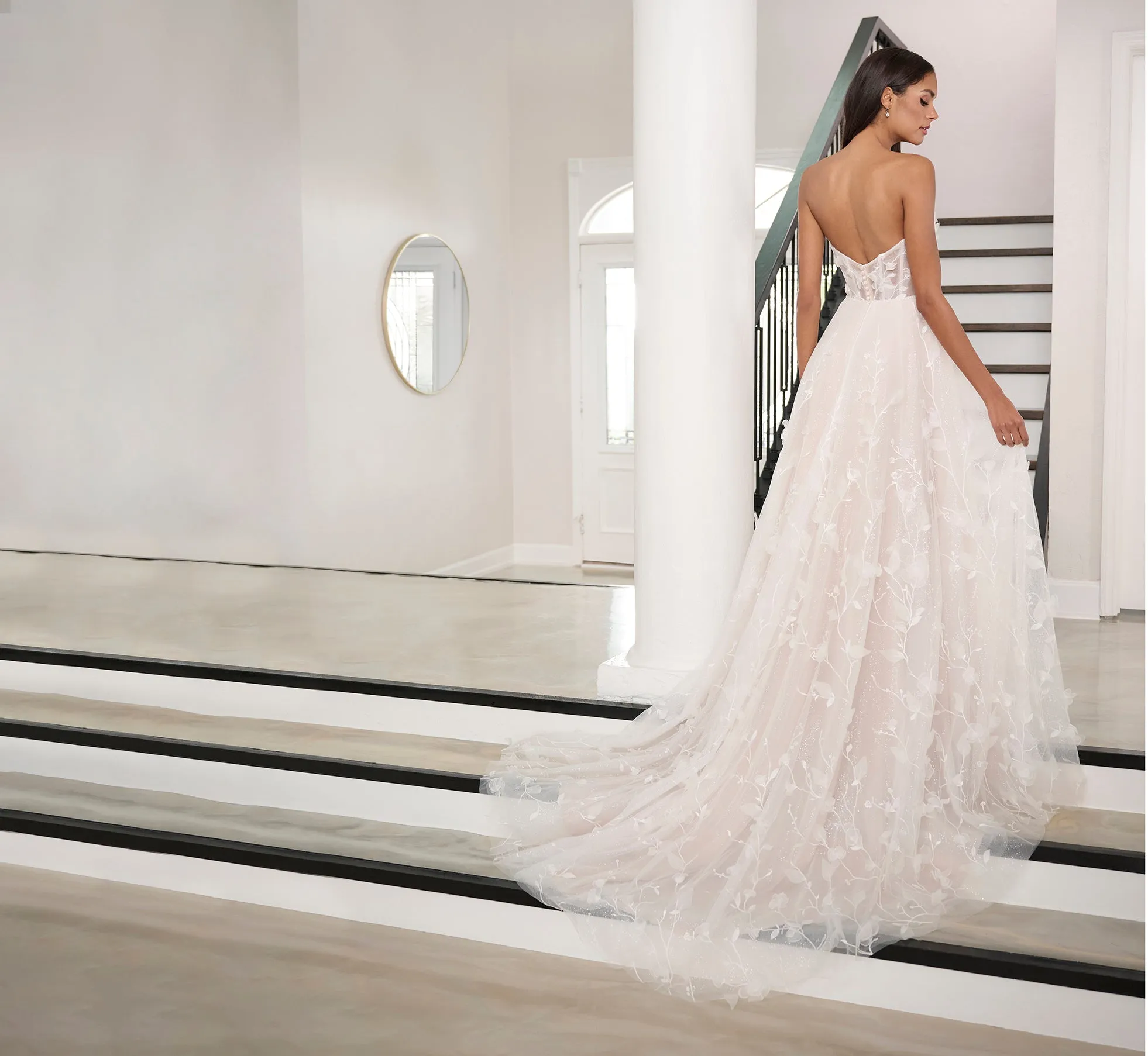 Tulle And Sparkle Tulle A-Line Gown In Ivory French Lilac sold by Adrianna Papell product image thumbnail 3