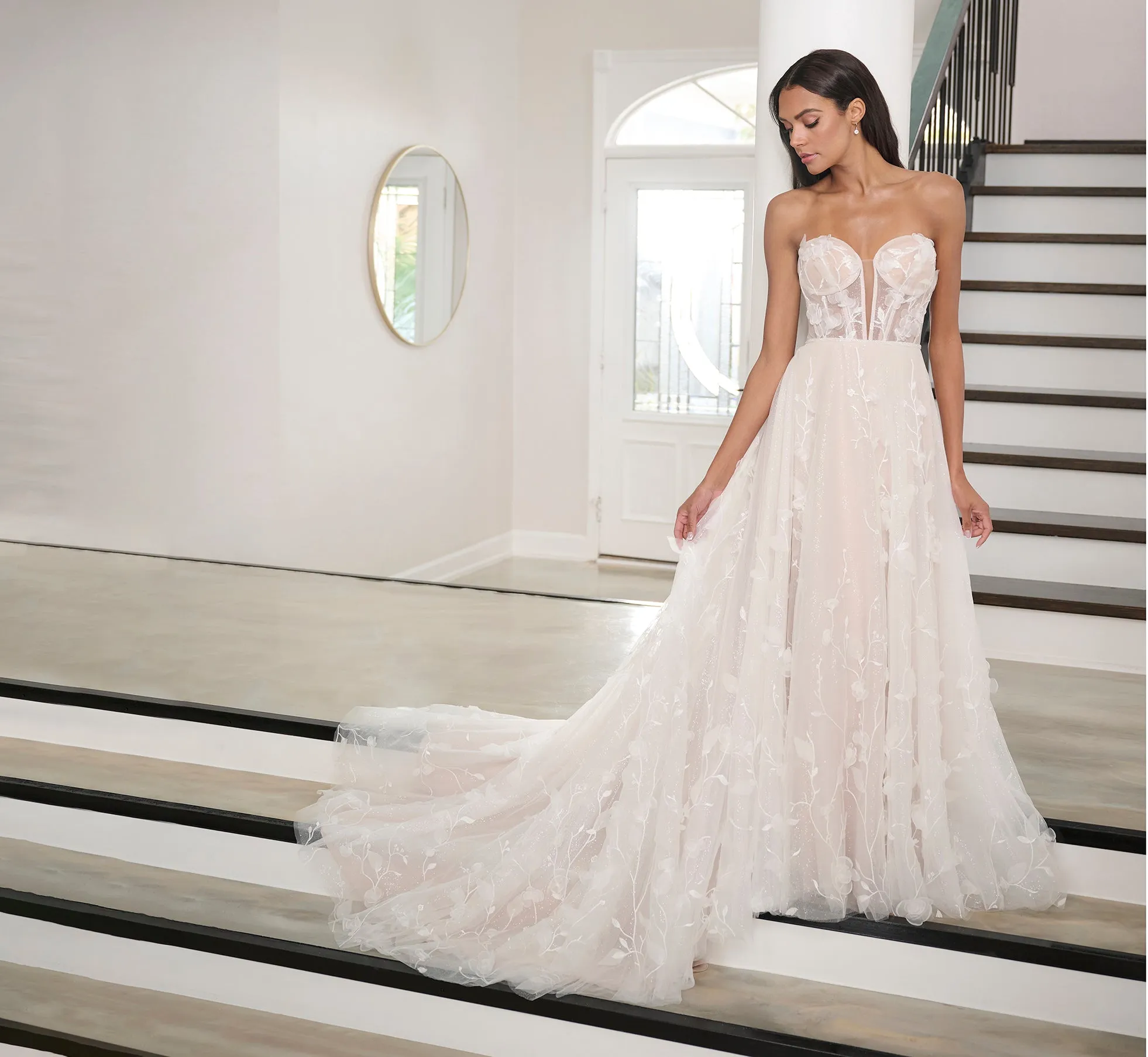 Tulle And Sparkle Tulle A-Line Gown In Ivory French Lilac sold by Adrianna Papell product image thumbnail 2