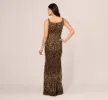 Sleeveless Beaded Mermaid Gown With Square Neckline In Chocolate sold by Adrianna Papell