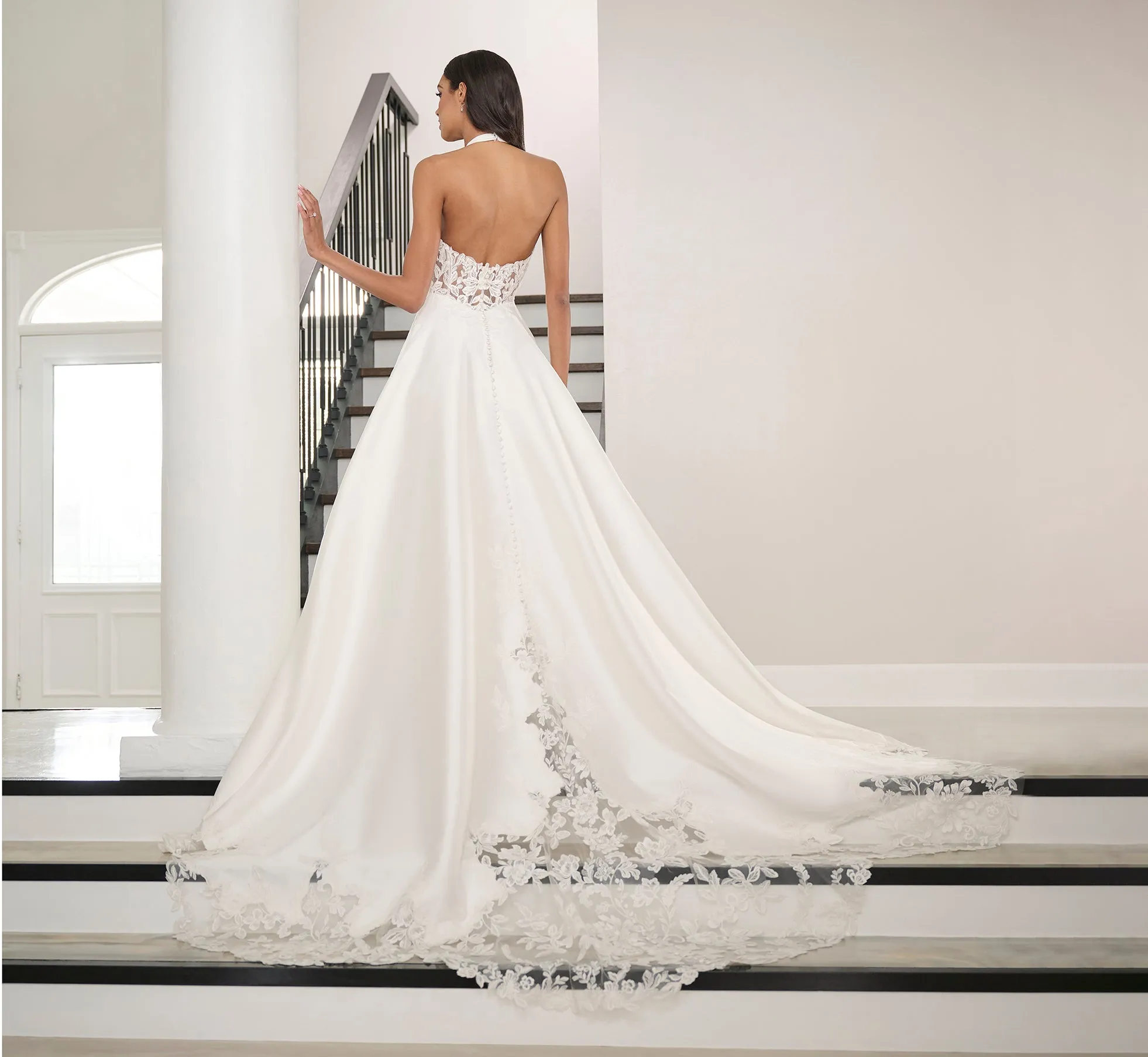 Mikado And Lace A-Line Gown In Ivory Nude sold by Adrianna Papell product image thumbnail 3
