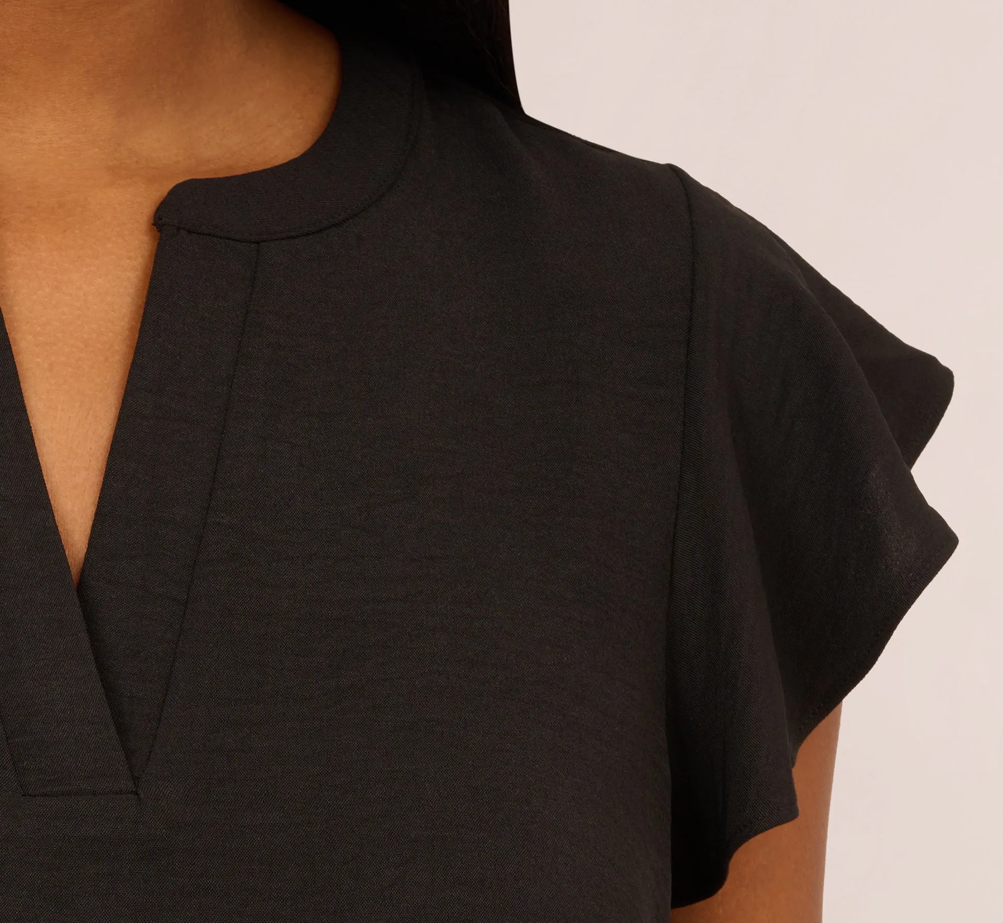 Flutter Sleeve Top With Notched Neck In Black sold by Adrianna Papell product image thumbnail 3
