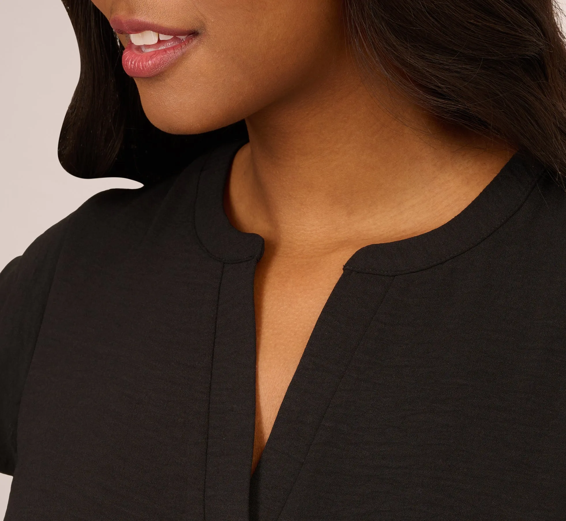 Flutter Sleeve Top With Notched Neck In Black sold by Adrianna Papell product image thumbnail 5