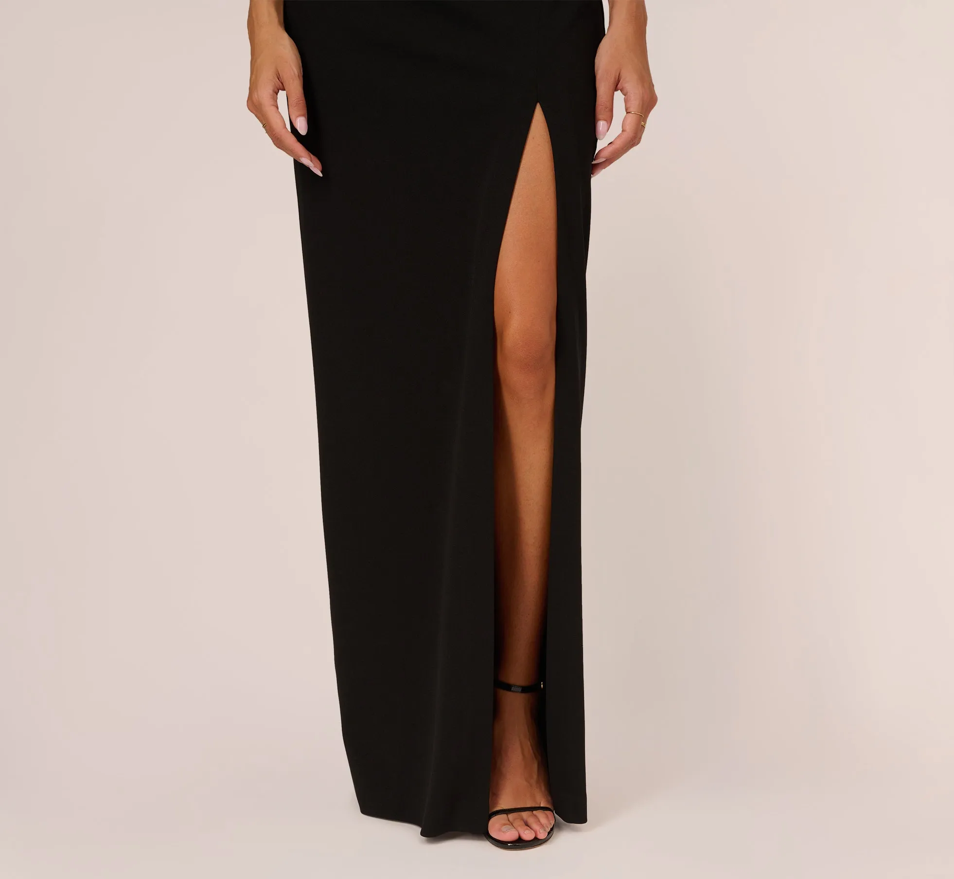 Stretch Crepe Off The Shoulder Gown With Sequin Bows In Black sold by Adrianna Papell product image thumbnail 5