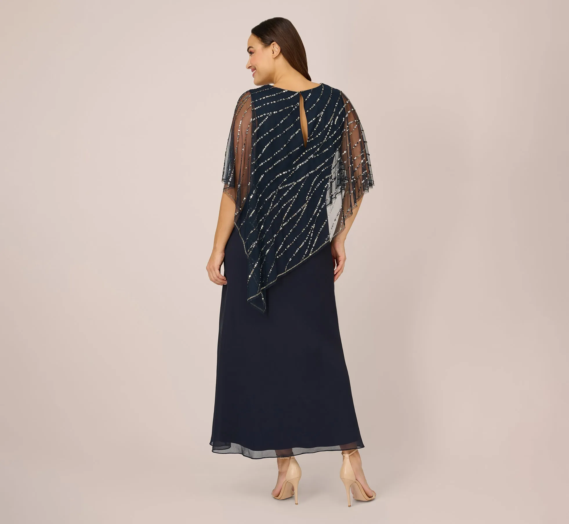 Plus Size Hand-Beaded Popover Long Dress In Midnight sold by Adrianna Papell product image thumbnail 2