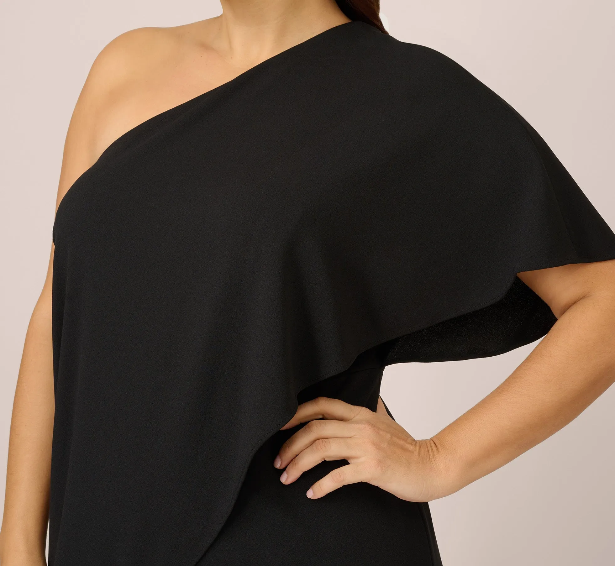Plus Size Flutter One Shoulder Jumpsuit In Black sold by Adrianna Papell product image thumbnail 3