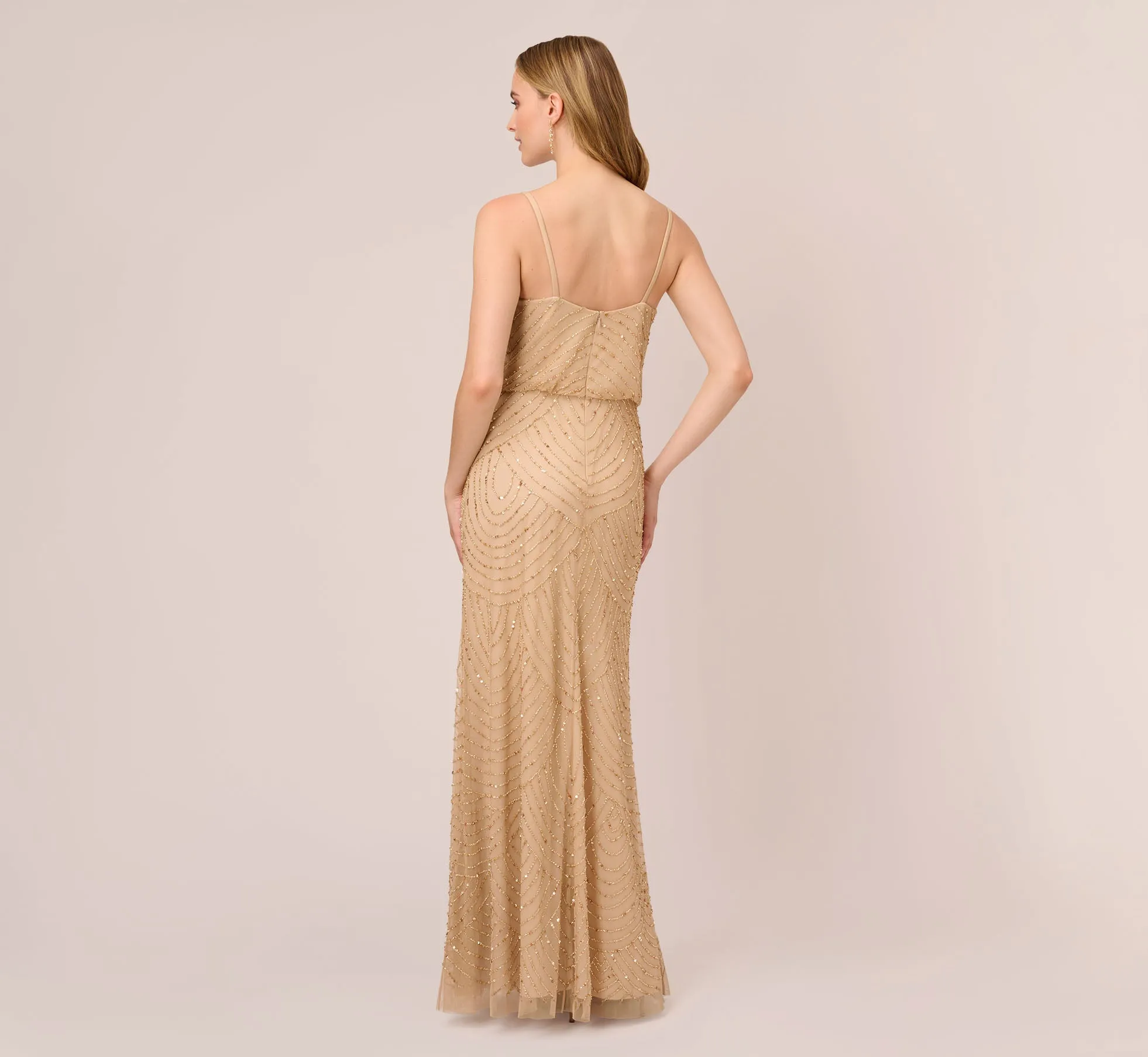 Art Deco Beaded Blouson Gown In Champ Gold sold by Adrianna Papell product image thumbnail 4